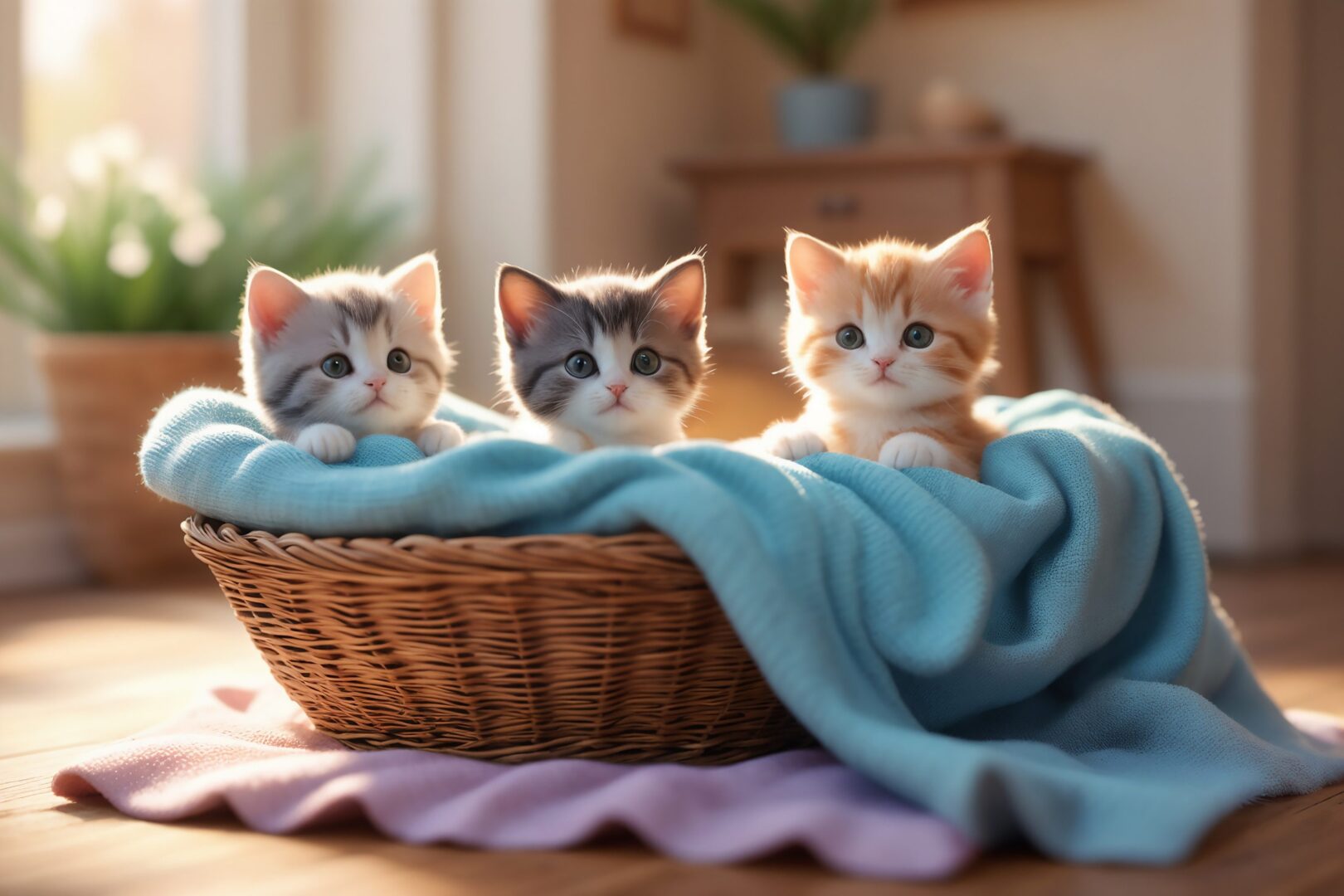 Chatons dans un panier